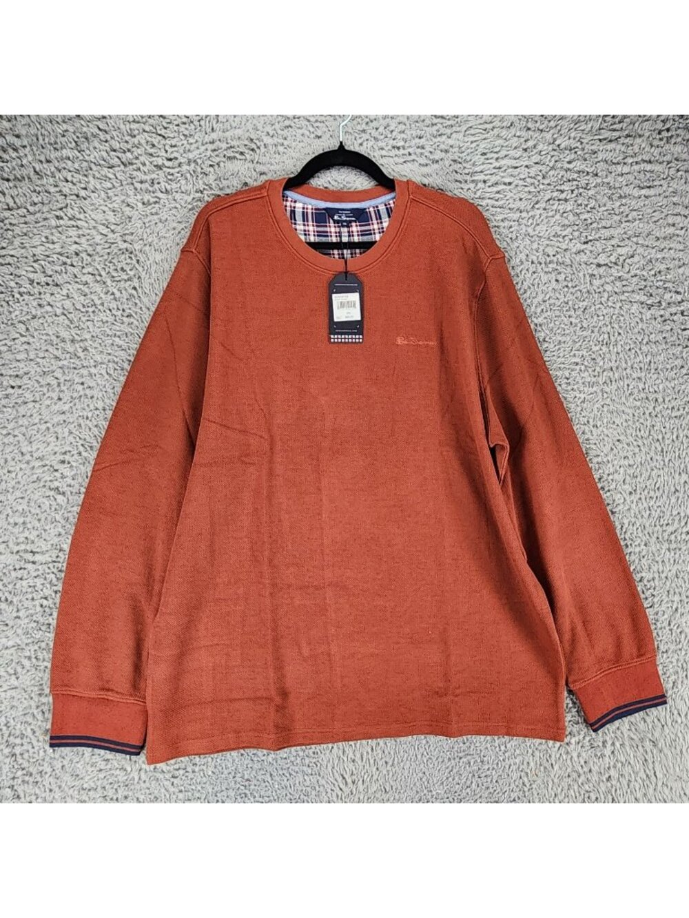 Ben Sherman Shirt Mens XXL Orange Long Sleeve Pullover Heavy Jersey Knit *NWT*